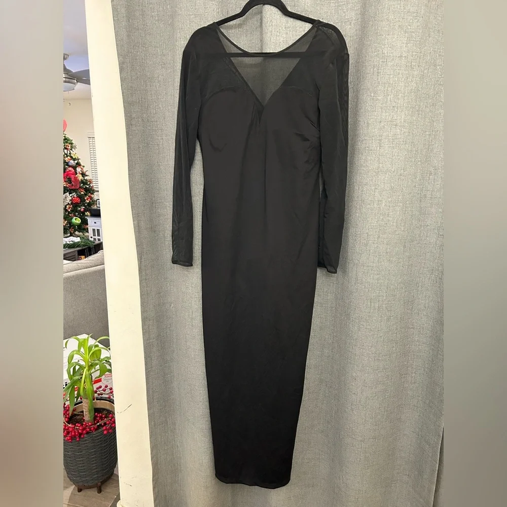 Popilush Long Sleeve Prom Maxi Dress for Women Mesh Shapewear Bodycon Dress - Picture 5 of 8